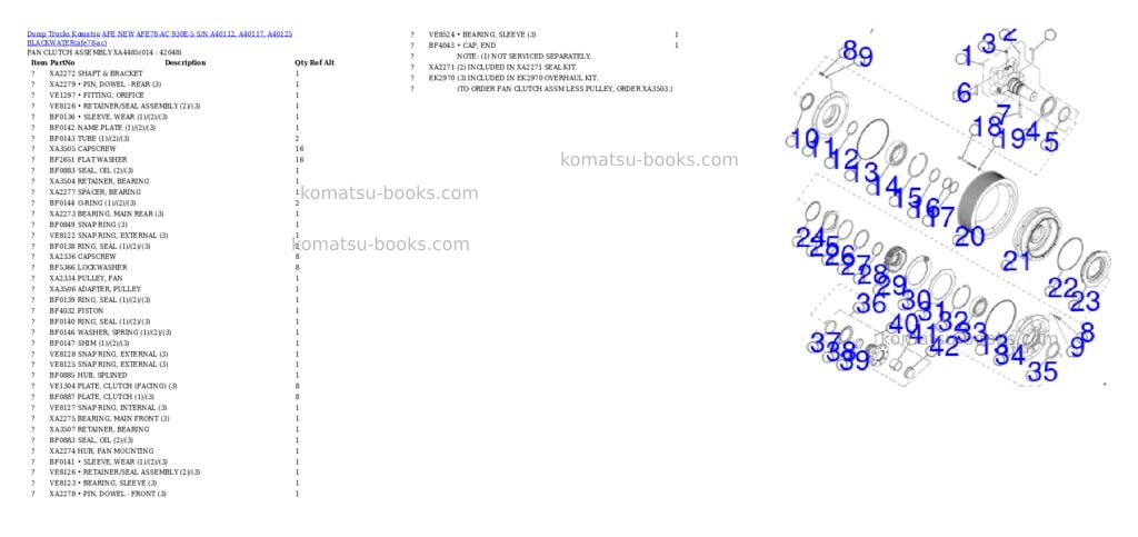 Komatsu AFE78-AC 930E-5 S/N A40112, A40117, A40125 BLACKWATER Parts catalog cover Page 7 Komatsu AFE78-AC 930E-5 S/N A40112, A40117, A40125 BLACKWATER Parts catalog cover Page 7