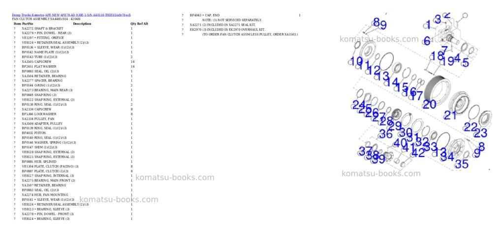 Komatsu AFE78-AD 930E-5 S/N A40118 THIESS Parts catalog cover Page 7 Komatsu AFE78-AD 930E-5 S/N A40118 THIESS Parts catalog cover Page 7