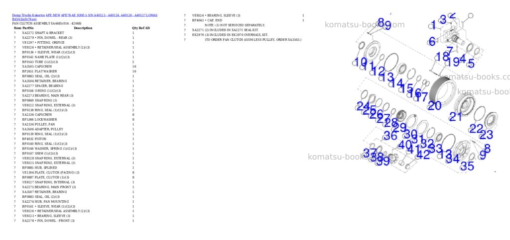 Komatsu AFE78-AE 930E-5 S/N A40123 - A40124, A40126 - A40127 LOMAS BAYAS Parts catalog cover Page 7 Komatsu AFE78-AE 930E-5 S/N A40123 - A40124, A40126 - A40127 LOMAS BAYAS Parts catalog cover Page 7