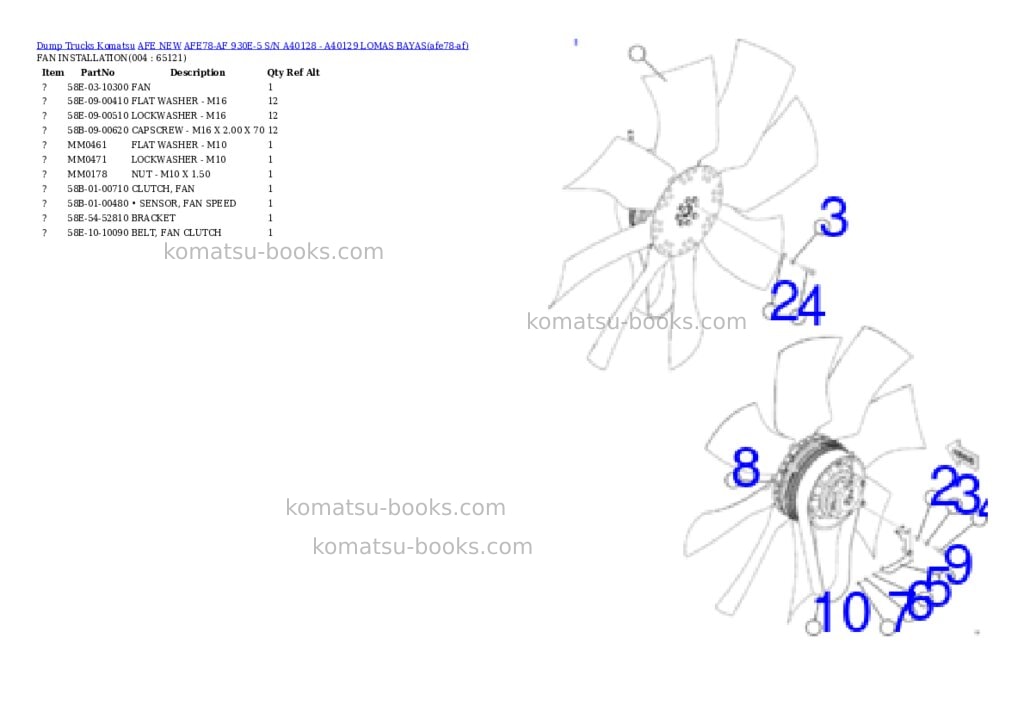 Komatsu AFE78-AF 930E-5 S/N A40128 - A40129 LOMAS BAYAS Parts catalog cover Page 2