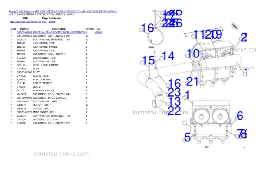 Komatsu AFE78-AF 930E-5 S/N A40128 - A40129 LOMAS BAYAS Parts catalog cover Page 4