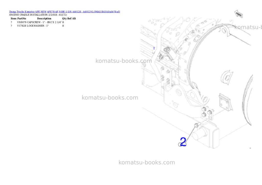 Komatsu AFE78-AF 930E-5 S/N A40128 - A40129 LOMAS BAYAS Parts catalog cover Page 9
