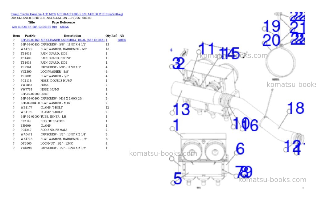 Komatsu AFE78-AG 930E-5 S/N A40130 THEISS Parts catalog cover Page 3 Komatsu AFE78-AG 930E-5 S/N A40130 THEISS Parts catalog cover Page 3
