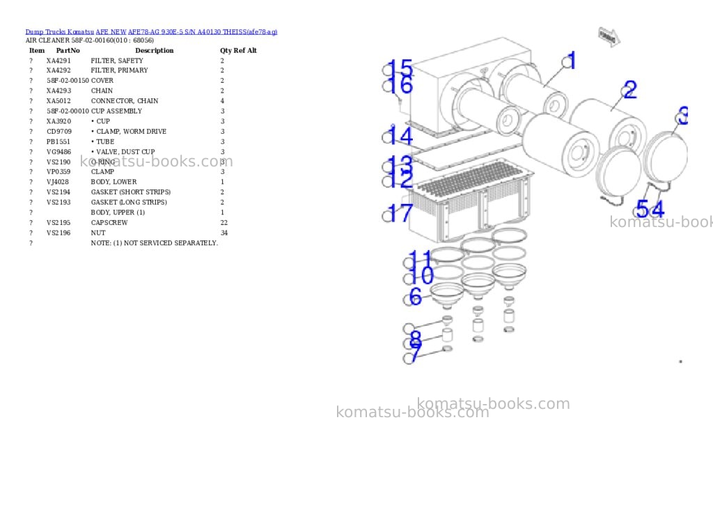 Komatsu AFE78-AG 930E-5 S/N A40130 THEISS Parts catalog cover Page 5 Komatsu AFE78-AG 930E-5 S/N A40130 THEISS Parts catalog cover Page 5