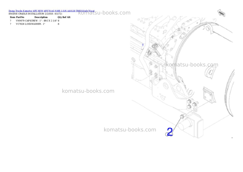 Komatsu AFE78-AG 930E-5 S/N A40130 THEISS Parts catalog cover Page 9 Komatsu AFE78-AG 930E-5 S/N A40130 THEISS Parts catalog cover Page 9