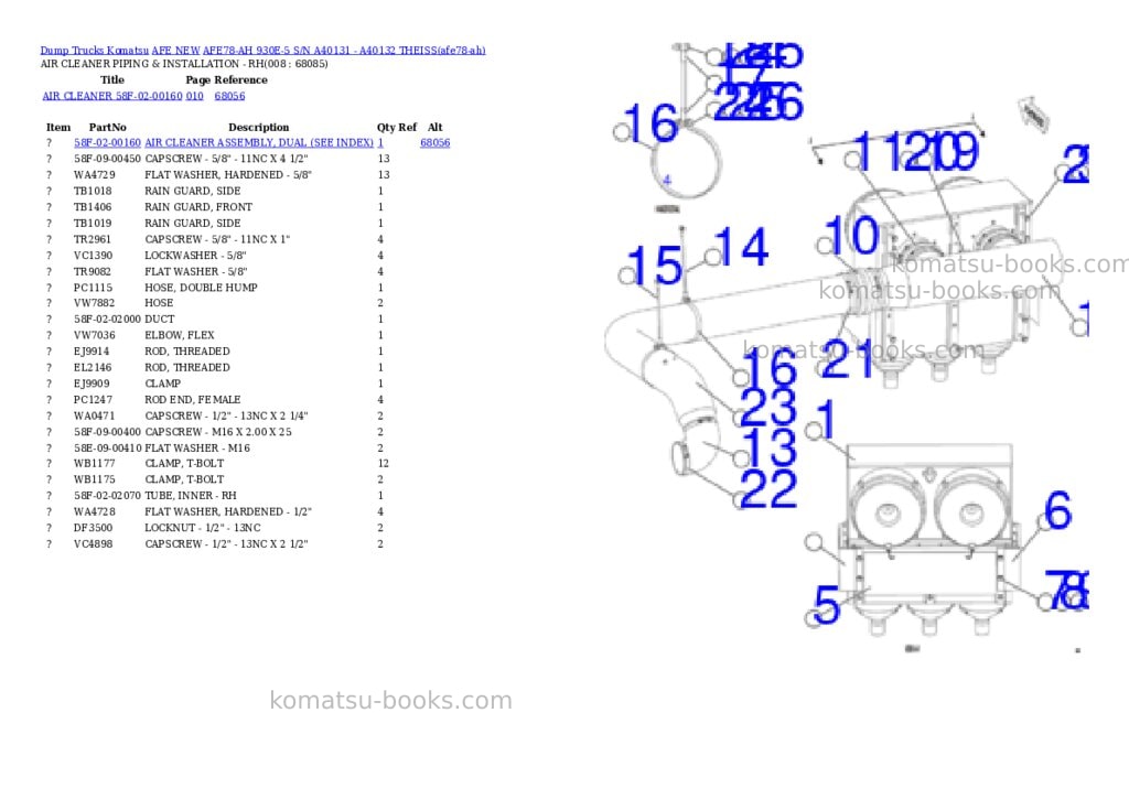Komatsu AFE78-AH 930E-5 S/N A40131 - A40132 THEISS Parts catalog cover Page 4