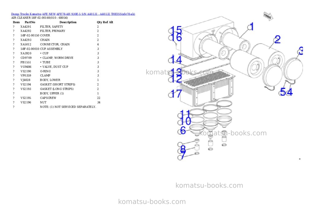 Komatsu AFE78-AH 930E-5 S/N A40131 - A40132 THEISS Parts catalog cover Page 5