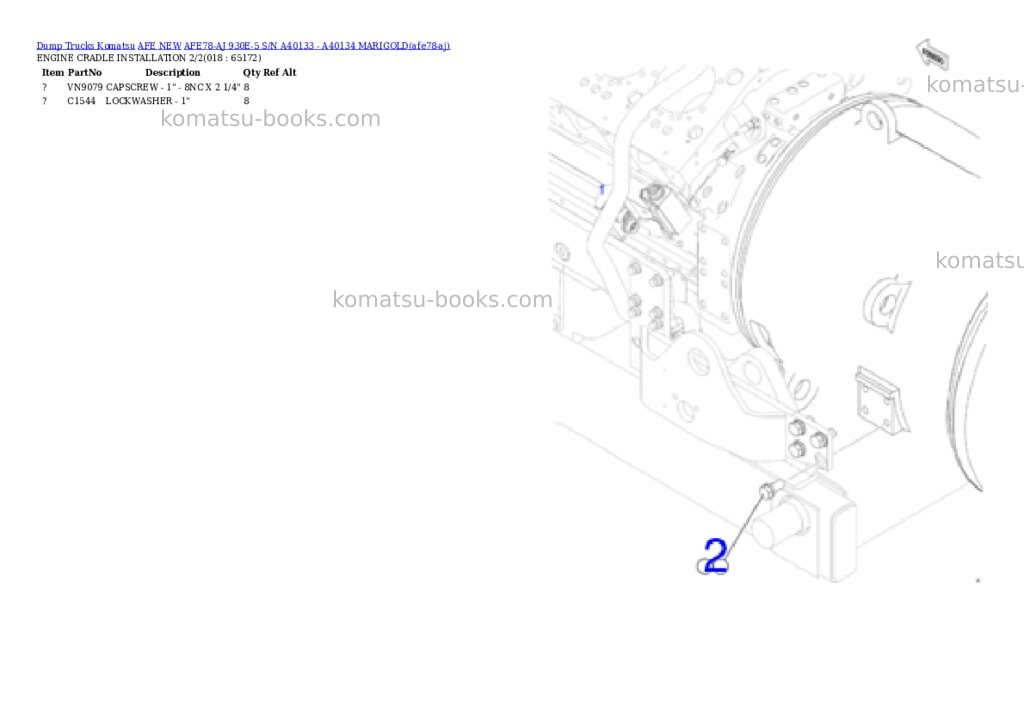 Komatsu AFE78-AJ 930E-5 S/N A40133 - A40134 MARIGOLD Parts catalog cover Page 2