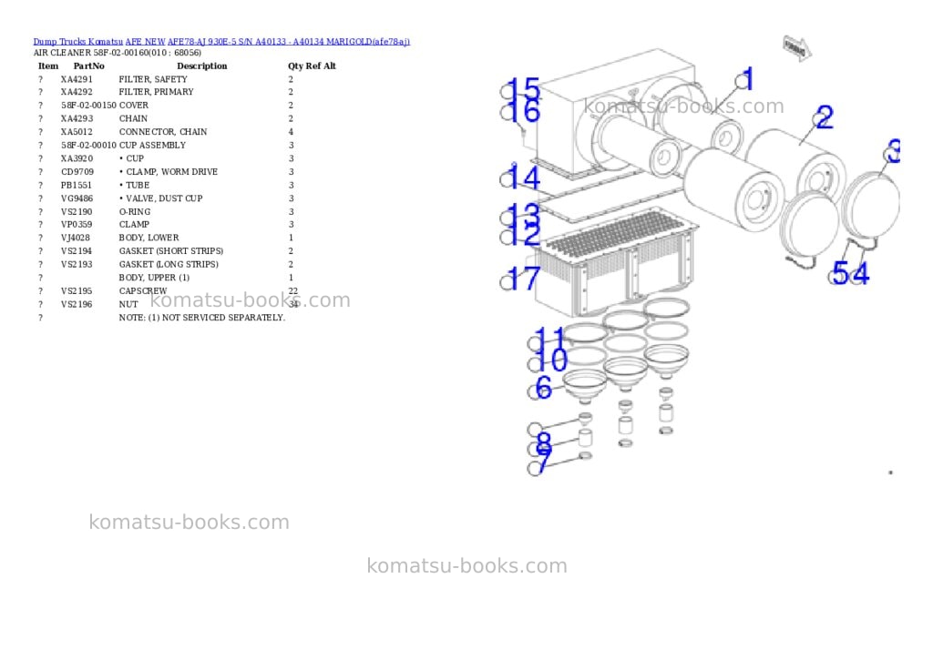 Komatsu AFE78-AJ 930E-5 S/N A40133 - A40134 MARIGOLD Parts catalog cover Page 5