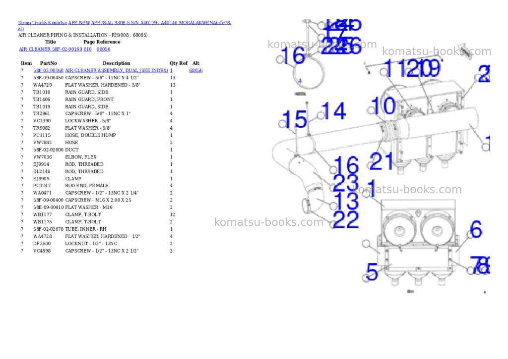 Komatsu AFE78-AL 930E-5 S/N A40139 - A40140 MOGALAKWENA Parts catalog cover Page 4 Komatsu AFE78-AL 930E-5 S/N A40139 - A40140 MOGALAKWENA Parts catalog cover Page 4