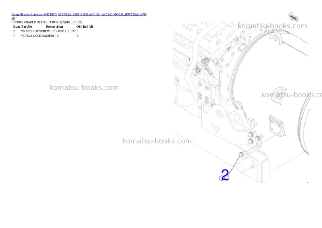 Komatsu AFE78-AL 930E-5 S/N A40139 - A40140 MOGALAKWENA Parts catalog cover Page 9 Komatsu AFE78-AL 930E-5 S/N A40139 - A40140 MOGALAKWENA Parts catalog cover Page 9