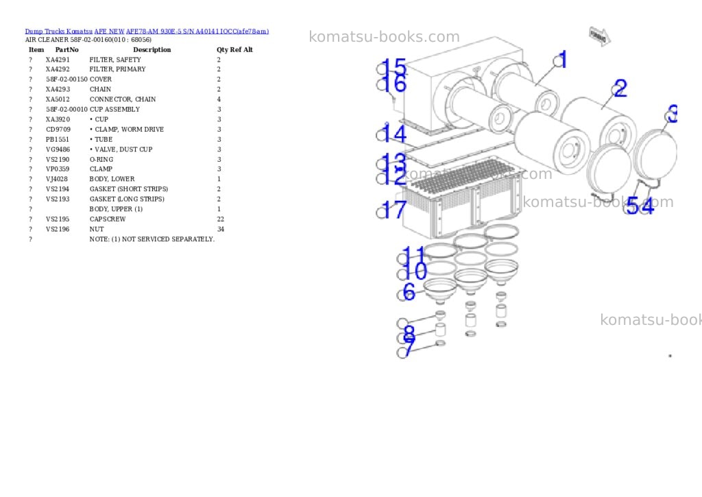 Komatsu AFE78-AM 930E-5 S/N A40141 IOCC Parts catalog cover Page 5 Komatsu AFE78-AM 930E-5 S/N A40141 IOCC Parts catalog cover Page 5
