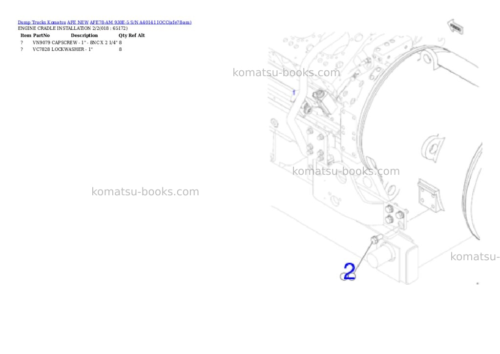 Komatsu AFE78-AM 930E-5 S/N A40141 IOCC Parts catalog cover Page 9 Komatsu AFE78-AM 930E-5 S/N A40141 IOCC Parts catalog cover Page 9