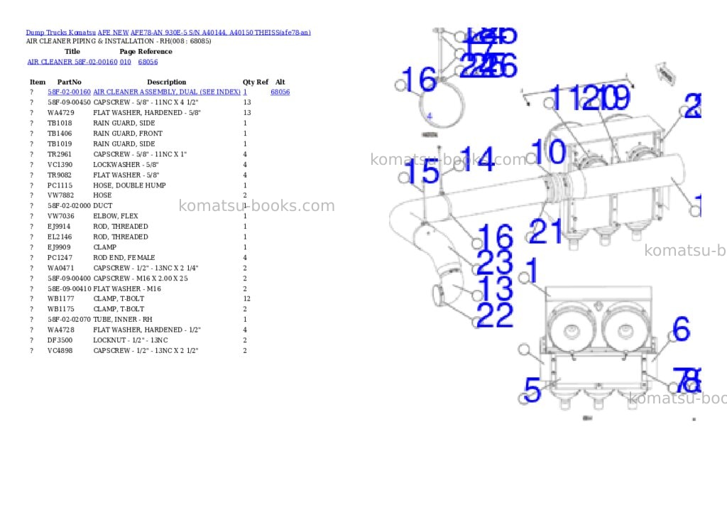 Komatsu AFE78-AN 930E-5 S/N A40144, A40150 THEISS Parts catalog cover Page 4