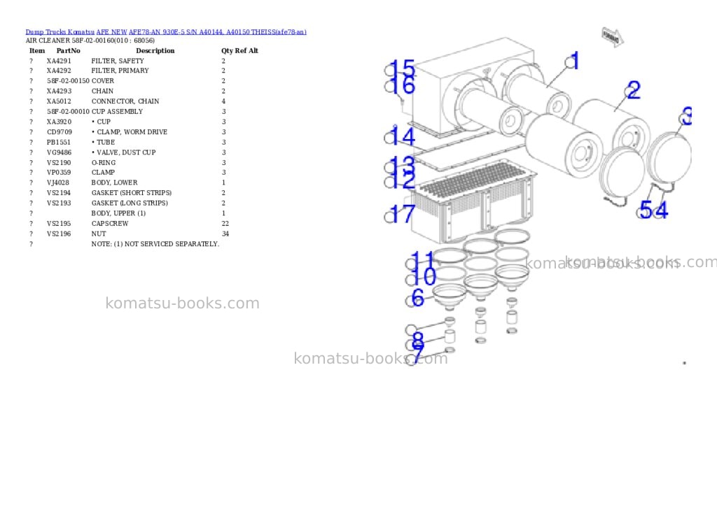 Komatsu AFE78-AN 930E-5 S/N A40144, A40150 THEISS Parts catalog cover Page 5