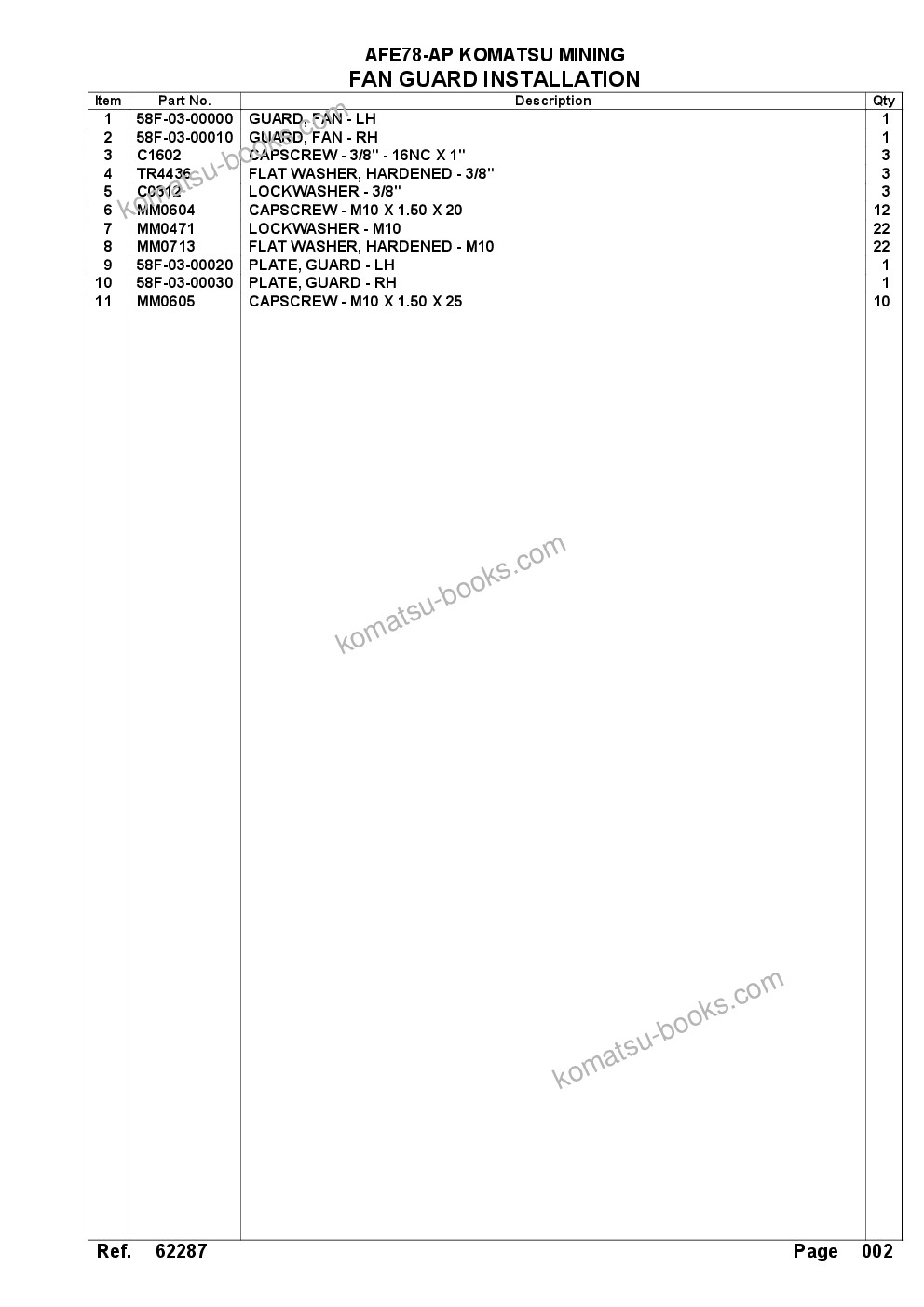 Komatsu AFE78-AP 930E-5 S/N A40105 - A40106 THEISS Parts catalog cover Page 5