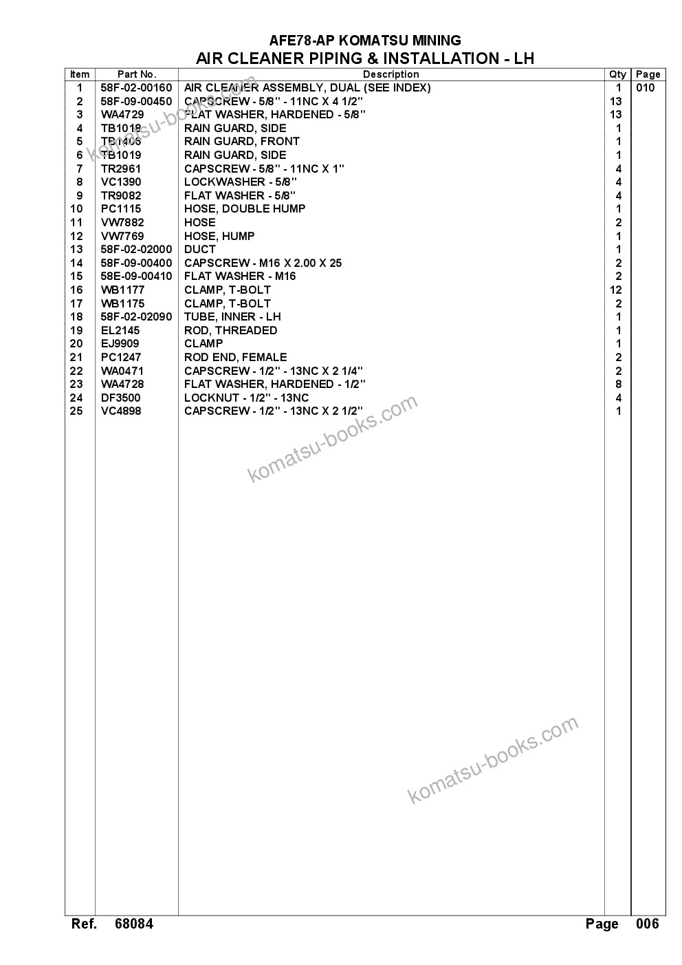 Komatsu AFE78-AP 930E-5 S/N A40105 - A40106 THEISS Parts catalog cover Page 9