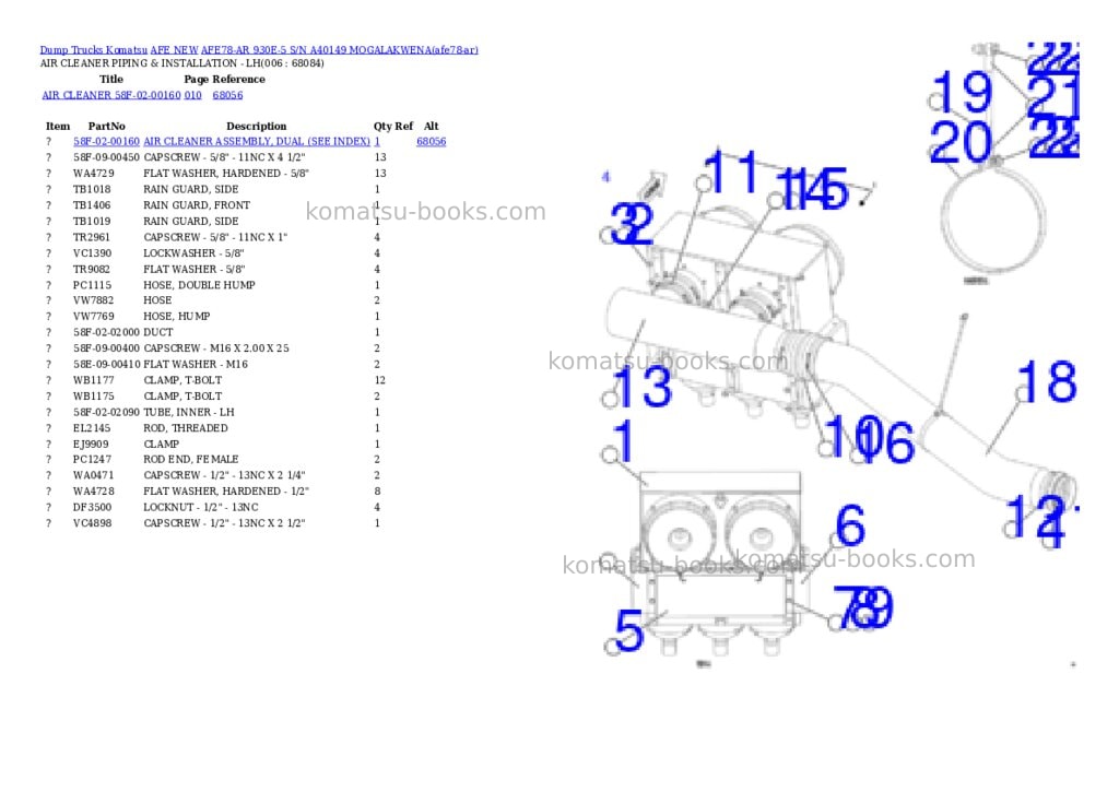 Komatsu AFE78-AR 930E-5 S/N A40149 MOGALAKWENA Parts catalog cover Page 3