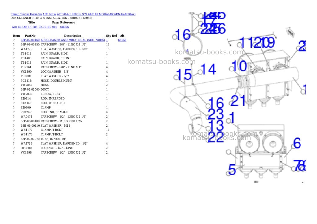 Komatsu AFE78-AR 930E-5 S/N A40149 MOGALAKWENA Parts catalog cover Page 4