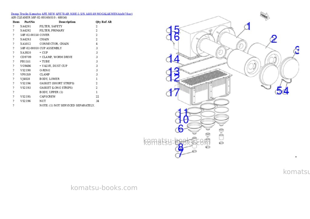 Komatsu AFE78-AR 930E-5 S/N A40149 MOGALAKWENA Parts catalog cover Page 5