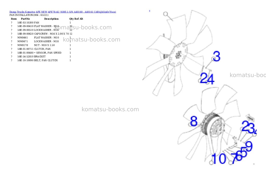 Komatsu AFE78-AU 930E-5 S/N A40160 - A40161 CARAJAS Parts catalog cover Page 2 Komatsu AFE78-AU 930E-5 S/N A40160 - A40161 CARAJAS Parts catalog cover Page 2