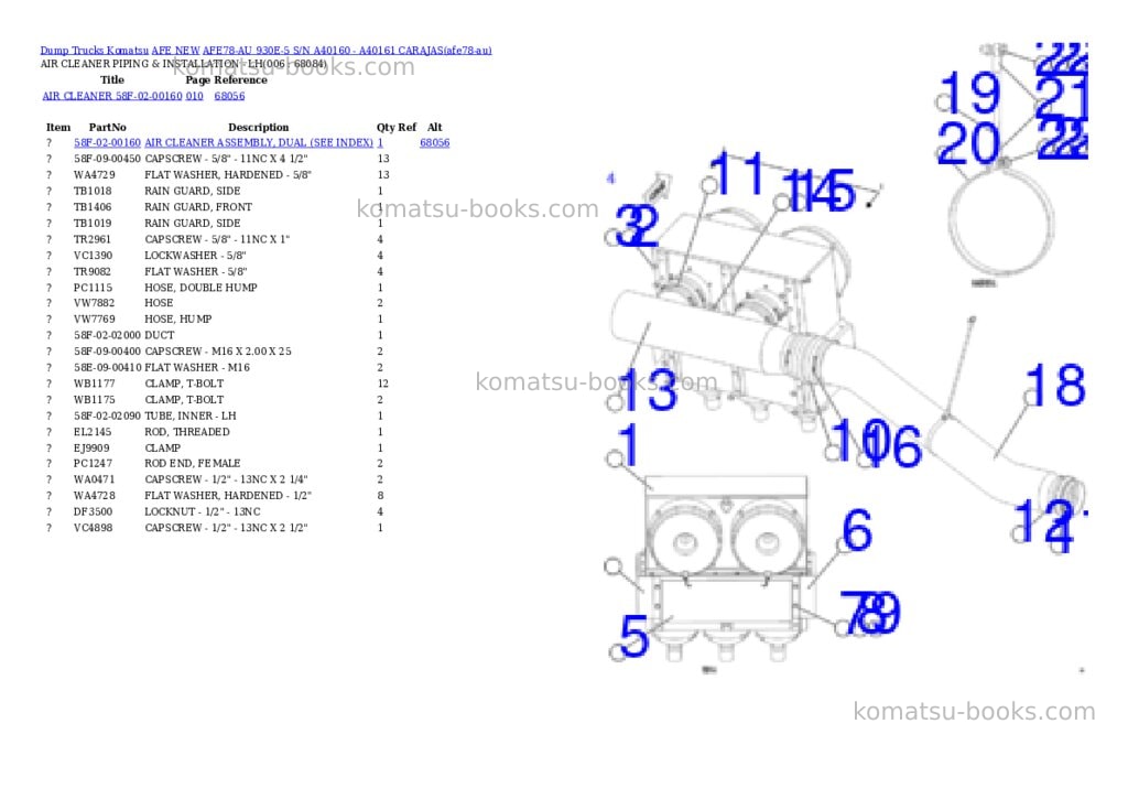 Komatsu AFE78-AU 930E-5 S/N A40160 - A40161 CARAJAS Parts catalog cover Page 3 Komatsu AFE78-AU 930E-5 S/N A40160 - A40161 CARAJAS Parts catalog cover Page 3