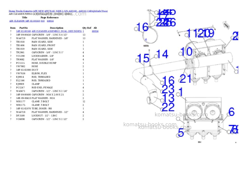 Komatsu AFE78-AU 930E-5 S/N A40160 - A40161 CARAJAS Parts catalog cover Page 4 Komatsu AFE78-AU 930E-5 S/N A40160 - A40161 CARAJAS Parts catalog cover Page 4