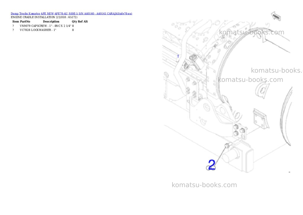 Komatsu AFE78-AU 930E-5 S/N A40160 - A40161 CARAJAS Parts catalog cover Page 9 Komatsu AFE78-AU 930E-5 S/N A40160 - A40161 CARAJAS Parts catalog cover Page 9