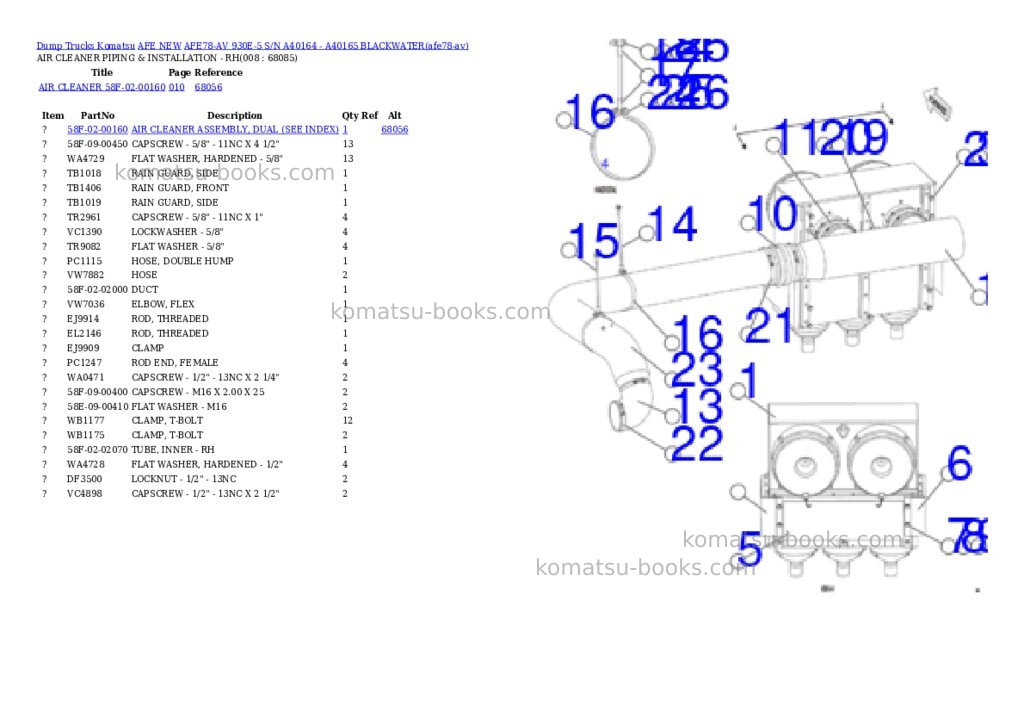 Komatsu AFE78-AV 930E-5 S/N A40164 - A40165 BLACKWATER Parts catalog cover Page 4