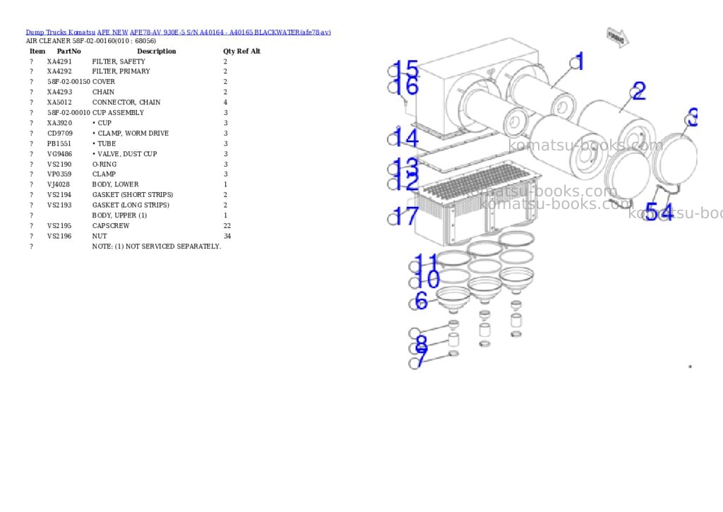 Komatsu AFE78-AV 930E-5 S/N A40164 - A40165 BLACKWATER Parts catalog cover Page 5