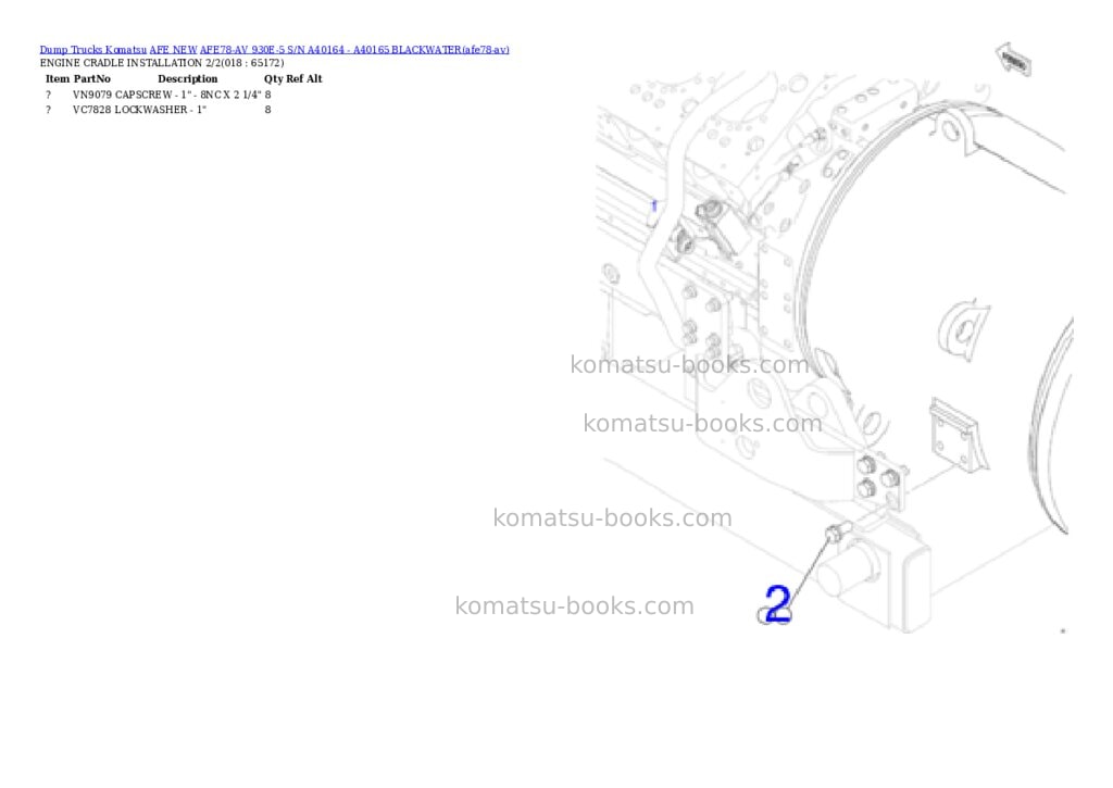 Komatsu AFE78-AV 930E-5 S/N A40164 - A40165 BLACKWATER Parts catalog cover Page 9