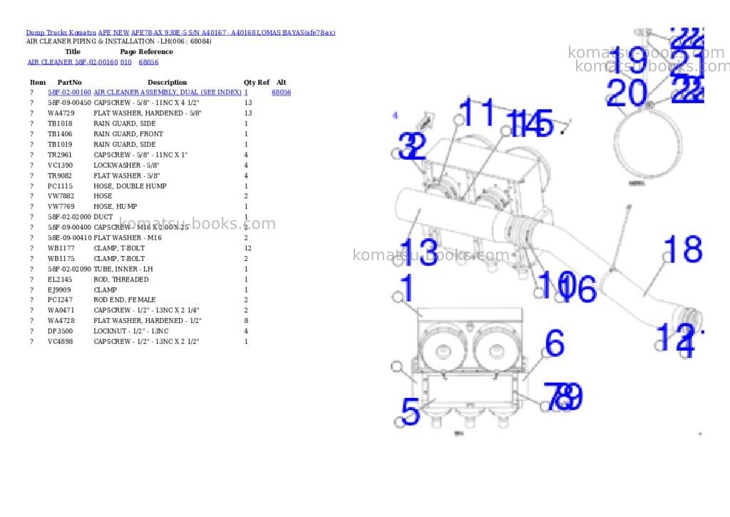 Komatsu AFE78-AX 930E-5 S/N A40167 - A40168 LOMAS BAYAS Parts catalog cover Page 3