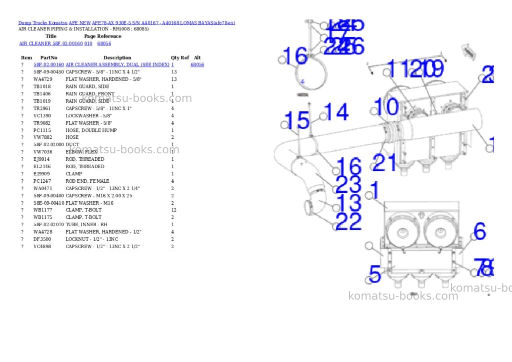 Komatsu AFE78-AX 930E-5 S/N A40167 - A40168 LOMAS BAYAS Parts catalog cover Page 4
