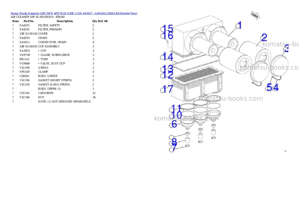 Komatsu AFE78-AX 930E-5 S/N A40167 - A40168 LOMAS BAYAS Parts catalog cover Page 5