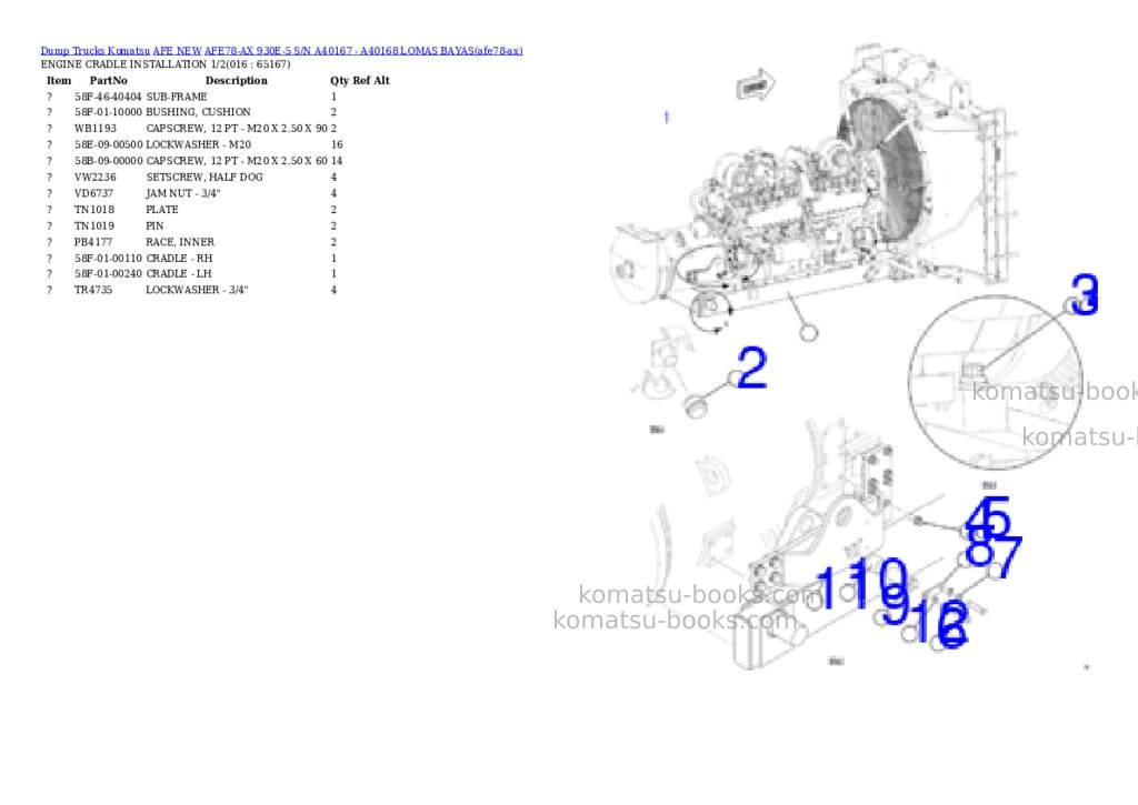 Komatsu AFE78-AX 930E-5 S/N A40167 - A40168 LOMAS BAYAS Parts catalog cover Page 8