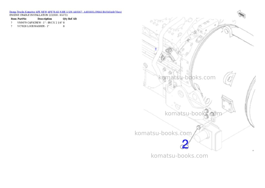 Komatsu AFE78-AX 930E-5 S/N A40167 - A40168 LOMAS BAYAS Parts catalog cover Page 9