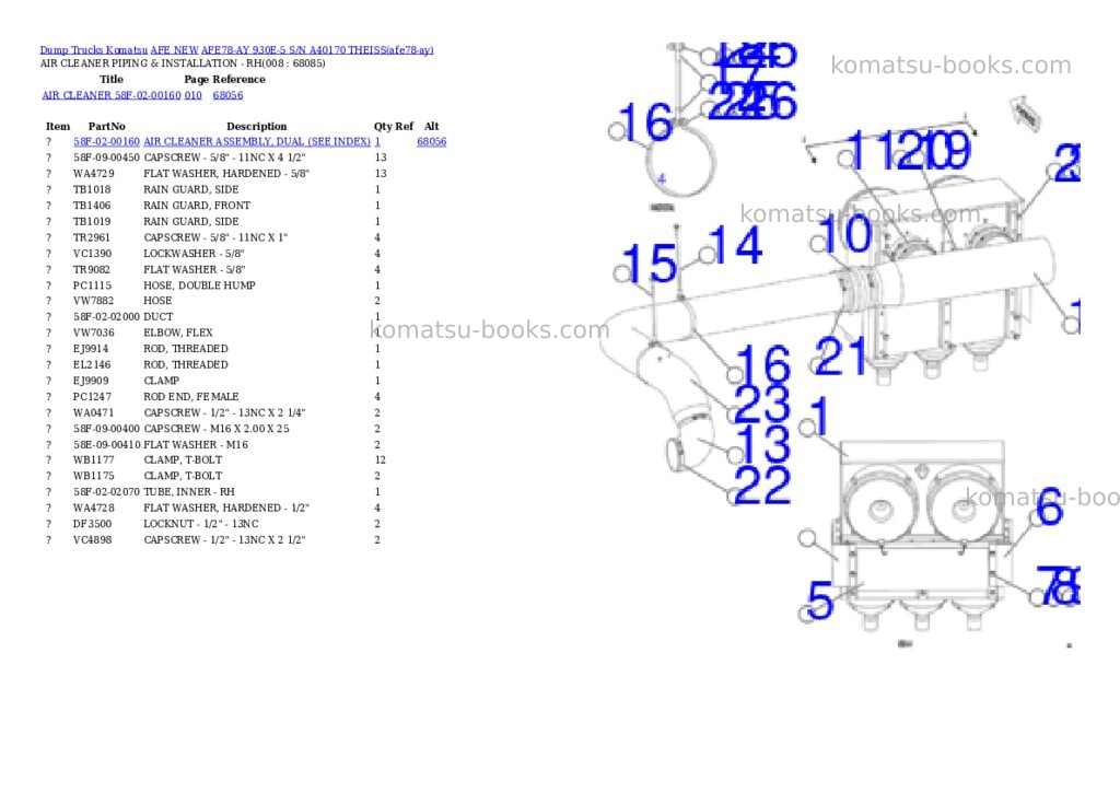 Komatsu AFE78-AY 930E-5 S/N A40170 THEISS Parts catalog cover Page 4