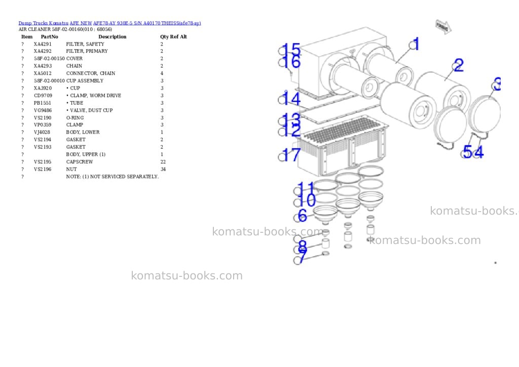 Komatsu AFE78-AY 930E-5 S/N A40170 THEISS Parts catalog cover Page 5