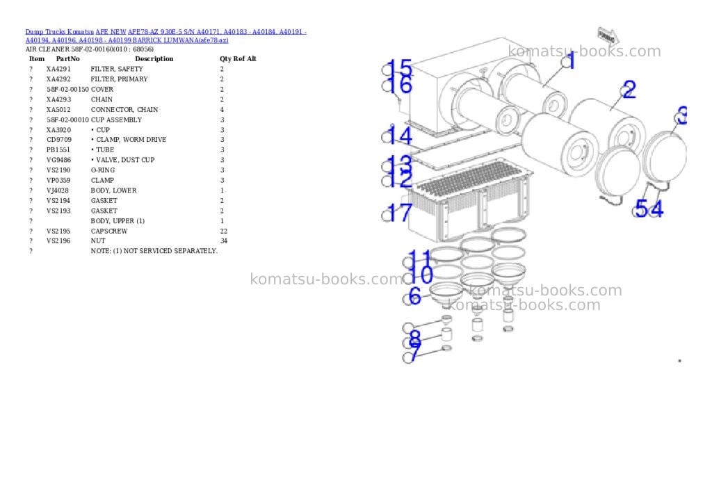 Komatsu AFE78-AZ 930E-5 S/N A40171, A40183 - A40184, A40191 - A40194, A40196, A40198 - A40199 BARRICK LUMWANA Parts catalog cover Page 4