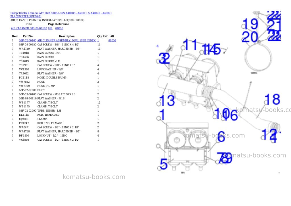 Komatsu afe78-b 930e-5 s/n a40008 - a40011 & a40020 - a40021 blackwater Parts catalog cover Page 4 Komatsu afe78-b 930e-5 s/n a40008 - a40011 & a40020 - a40021 blackwater Parts catalog cover Page 4