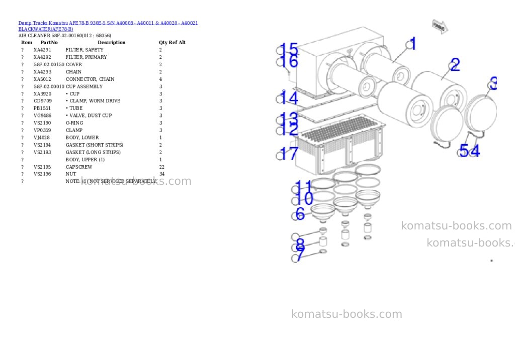 Komatsu afe78-b 930e-5 s/n a40008 - a40011 & a40020 - a40021 blackwater Parts catalog cover Page 6 Komatsu afe78-b 930e-5 s/n a40008 - a40011 & a40020 - a40021 blackwater Parts catalog cover Page 6
