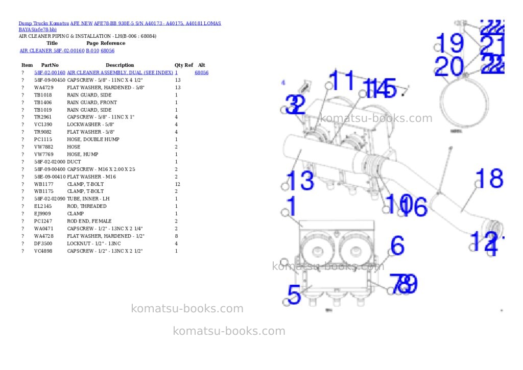 Komatsu AFE78-BB 930E-5 S/N A40173 - A40175, A40181 LOMAS BAYAS Parts catalog cover Page 3