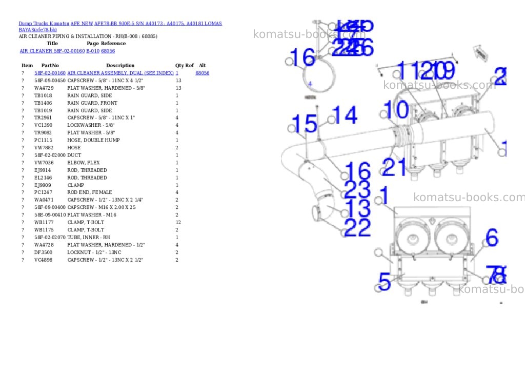 Komatsu AFE78-BB 930E-5 S/N A40173 - A40175, A40181 LOMAS BAYAS Parts catalog cover Page 4