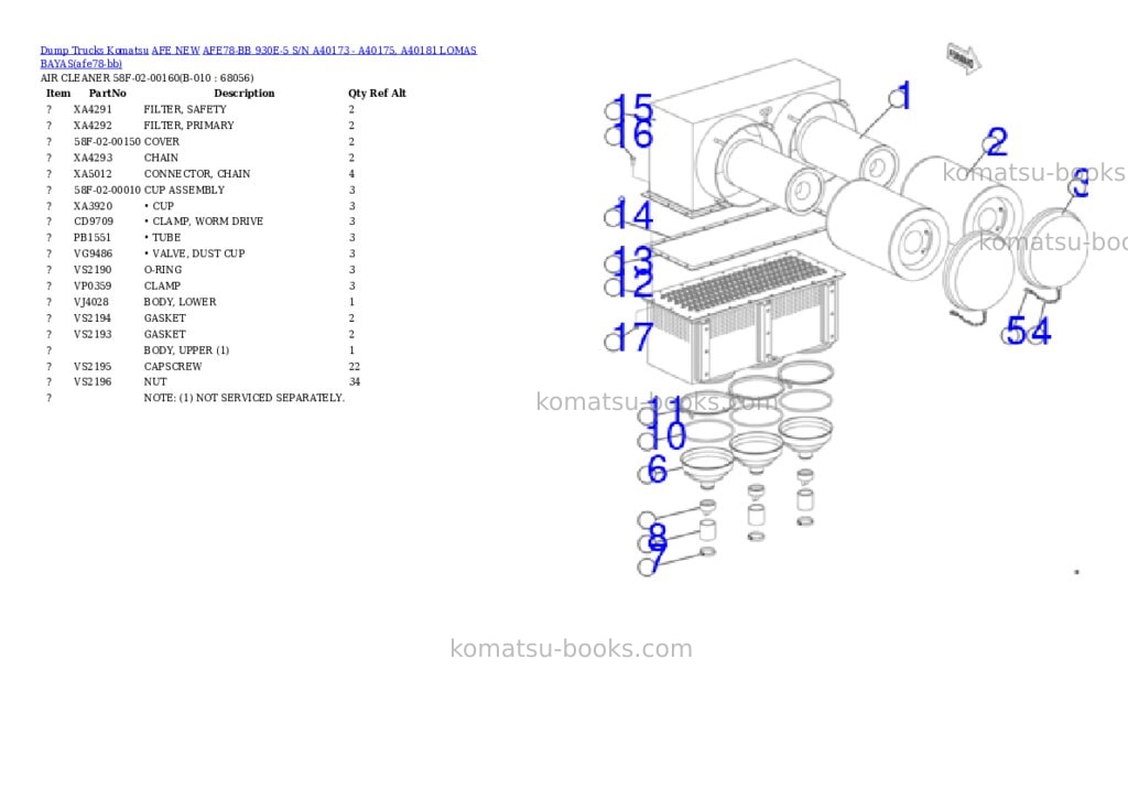 Komatsu AFE78-BB 930E-5 S/N A40173 - A40175, A40181 LOMAS BAYAS Parts catalog cover Page 5