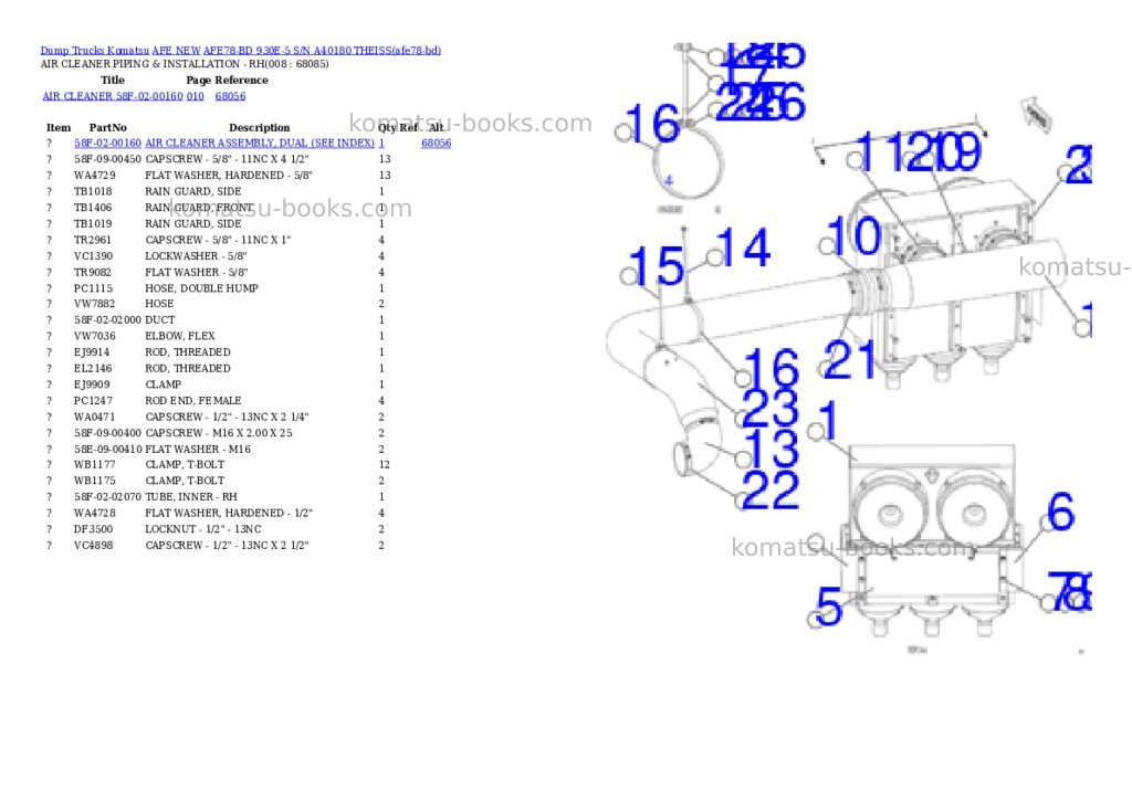 Komatsu AFE78-BD 930E-5 S/N A40180 THEISS Parts catalog cover Page 4