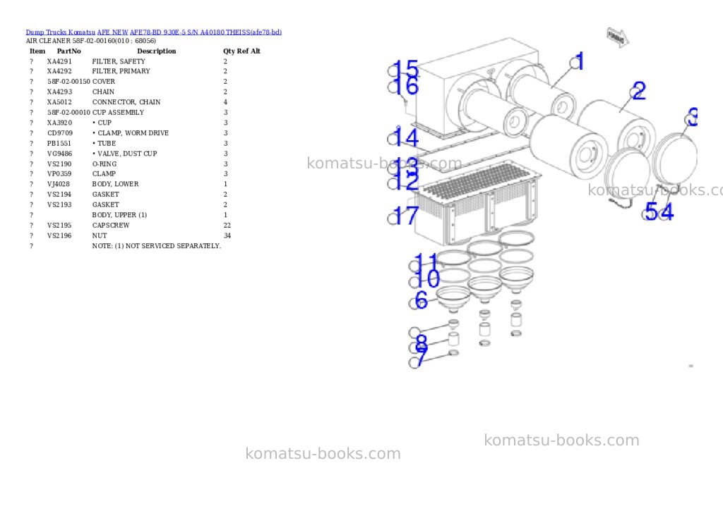 Komatsu AFE78-BD 930E-5 S/N A40180 THEISS Parts catalog cover Page 5