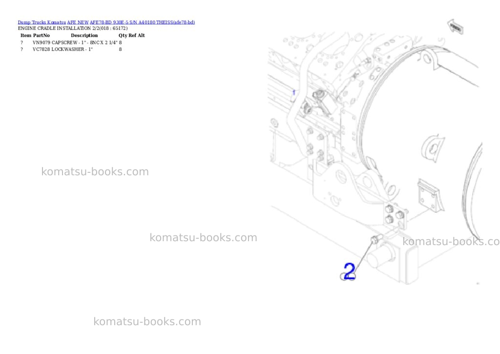 Komatsu AFE78-BD 930E-5 S/N A40180 THEISS Parts catalog cover Page 9