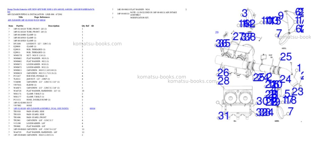 Komatsu AFE78-BE 930E-5 S/N A40182, A40186 - A40188 WAMBO Parts catalog cover Page 3