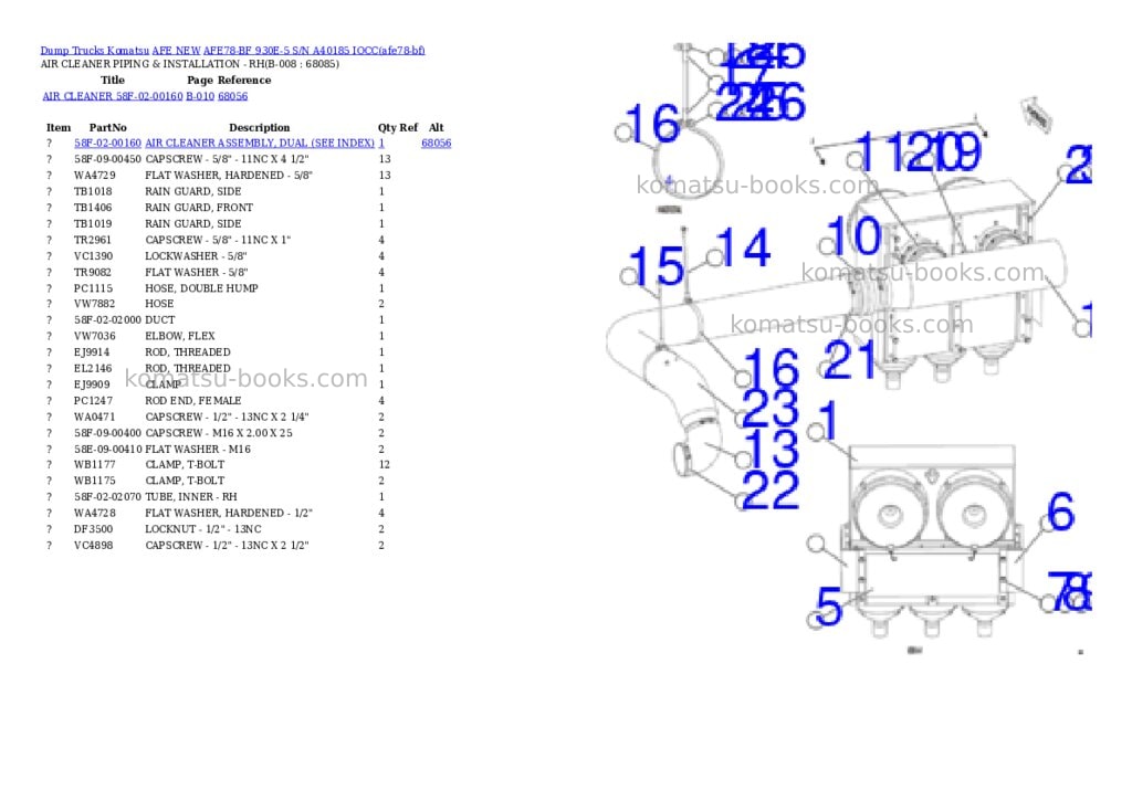 Komatsu AFE78-BF 930E-5 S/N A40185 IOCC Parts catalog cover Page 4