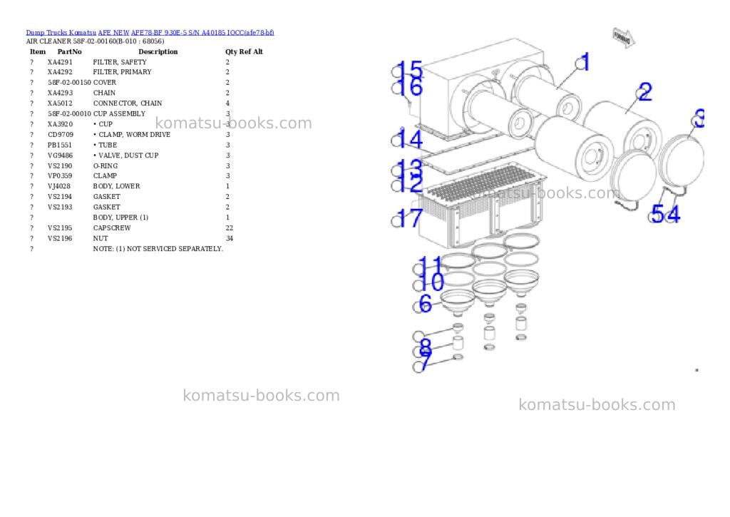 Komatsu AFE78-BF 930E-5 S/N A40185 IOCC Parts catalog cover Page 5